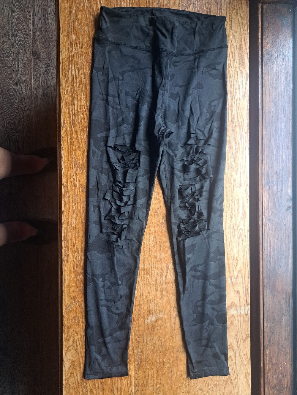 White Birch Black Camouflage Ripped High-Waist Jeggings